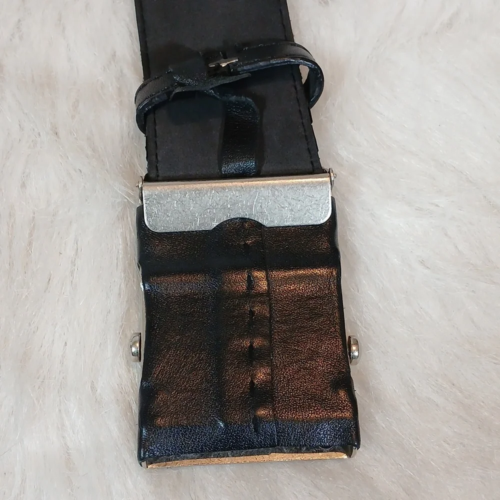 Pierre Cardin  Black Leather Belt   With Leather Covered Buckle Men Aprox: 50" - Picture 7 of 7